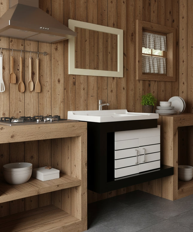Compact Two-Tone Bathroom Vanity