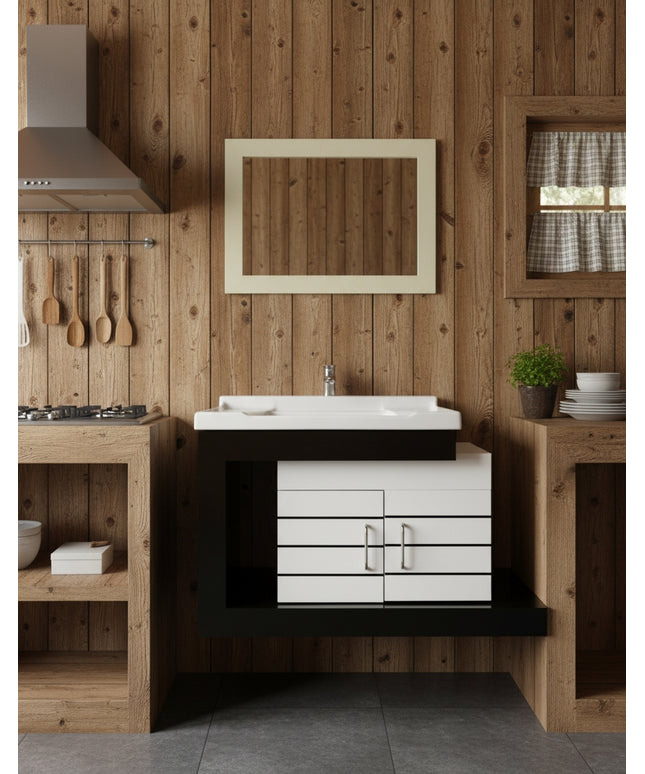 Compact Two-Tone Bathroom Vanity